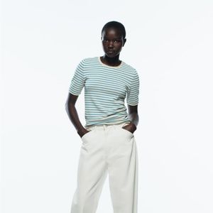 Zara Striped Blue knit blouse